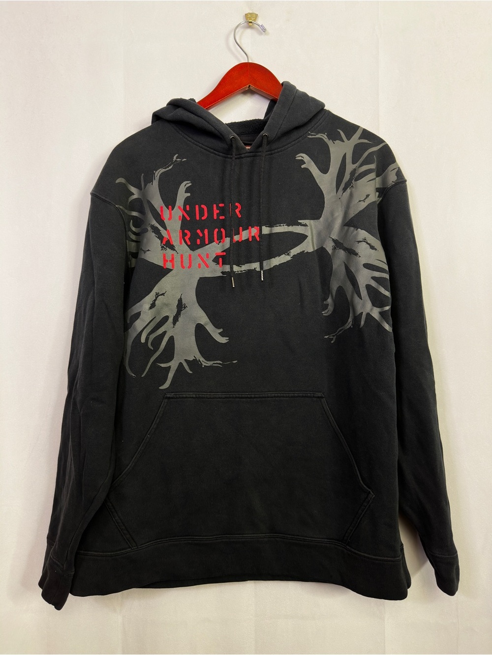Under Armour Hunt Loose Sweater Antler Graphic Hunting Black Mens Large Pullover